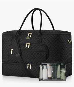 lot 57130 image: Travel Duffle Bag, Wide Open Large Weekender Bag for Women with Shoe Compartment, Carry on Overnight Bags with Toiletry Bag, Hospital Bag for Women Labor Delivery with Wet Pocket (Black) - Retail $25