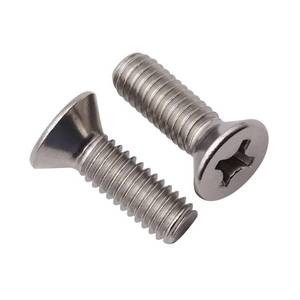 lot 57137 image: #10-24 x 12 (100 Pack) Phillips Flat Head Machine Screws, Stainless Steel 304 (18-8), UNC Coarse Thread, Countersunk Head Machine Screws, Phillips Drive #2 - Retail $9