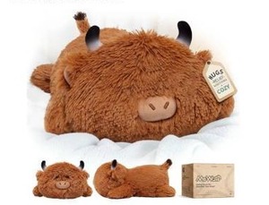 lot 57139 image: Cute Highland Cow Plush Pillow, Kawaii Plushies Highland Cow Stuffed Animals, Squishy Plushies, Cuddle Plush Pillow for Kids & Girls (13 Inch) - Retail $15