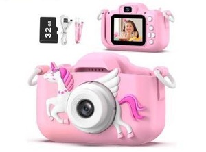 lot 57143 image: Unicorn Kids Camera for Girls, Selfie 3-12 Years Old Girls Christmas Birthday Gift Little Toys 3 4 5 6 7 8 9 (Pink) - Retail $25