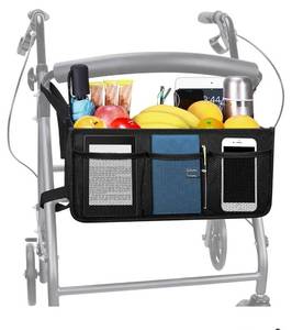 lot 57149 image: Rollator Basket, Rollator Walker Bag with Cup Holder, Folding Rollator Walker Storage Bag for Rollator Walkers, - Retail $15