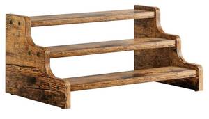 lot 57150 image: KLM 3-Tier Spice Rack, 13.8 Inch Wood Step Shelf Countertop Spice Storage Holder, Kitchen Pantry Cabinet Organizer Cupboard for Spice Bottles, Jars, Seasonings, Baking Supplies,Bathroom Organizer - Retail $16