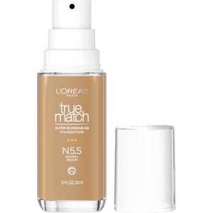 lot 57154 image: LOreal Paris True Match Super-Blendable Foundation, Medium Coverage Liquid Foundation Makeup, N5.5, Medium, 1 Fl Oz - Retail $17