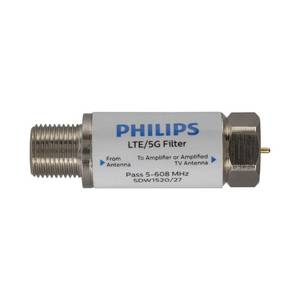 lot 57156 image: Philips LTE Filter for TV Antenna, Filters 4G 5G LTE Signal to Reduce Interference and Pixilation for Clear Digital HD TV Reception, Frequency Range 5-608 MHz, Indoor Outdoor Installation, SDW152027 - Retail $10