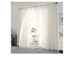 lot 57174 image: Sheer Curtains 84 inch Length, Ivory Sheer Curtains 2 Panels Set for BedroomLiving Room, Rod Pocket, 2pcs, Each 42 W x 84 L - Retail $15