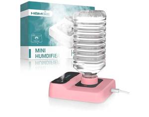 lot 57184 image: Portable Humidifiers for Travel, Small Mini Humidifier with Auto Shut-Off, Nightlight and Storage Bag for Hotel, Bedroom or Office, Plant Humidifier Indoor, Pink - Retail $15