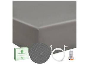 lot 57202 image: Grounding Sheets Queen 25% Silver Fiber 75% Organic Cotton with Outlet Tester and Test Pen, Grounded Fitted Sheet Kit Earth Connected Bedding (Gray, Queen) - Retail $160