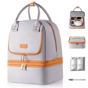 lot 57211 image: Breast Pump Bag for Spectra S1S2, Breast Milk Cooler Travel Bag with Ice Pack, Double Layer Removable Breast Pump Backpack for Working Moms, Insulated Cooler Bag for Bottle & Nursing Essentials - Retail $40