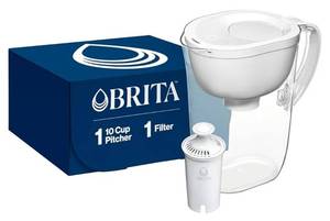 lot 57214 image: Brita Large Water Filter Pitcher for Tap and Drinking Water with SmartLight Change Indicator, Includes 1 Standard Filter, BPA-Free, Lasts 2 Months, 10-Cup  - Retail $29