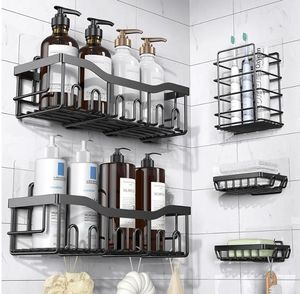 lot 57235 image: Adhesive Shower Caddy, 5 Pack Rustproof Stainless Steel Bath Organizers With Large Capacity, No Drilling Shelves for Bathroom Storage & Home Decor - Retail $30