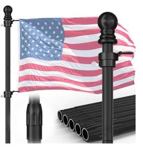 lot 57243 image: 10 FT In Ground Flag Pole, Outdoor Flagpole Kit for Yard, Garden  Black  - Retail $30