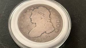 lot 1 image: 1836 Capped Bust Half Dollar Silver Coin in protective case rare silver coin 89.3% Silver