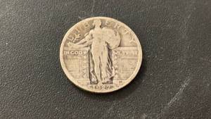 lot 10 image: 1927 Standing Liberty Quarter Dollar Silver Coin 90% Silver
