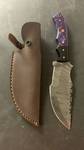 Handcrafted Damascus Steel Full Tang Knife Blade with sheath approx 10.5 inches Hunting Fishing