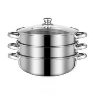 lot 19607 image: Steamer for Cooking, 5.0 Quarts Stainless Steel Steamer Pot, 3-Tier Food Steam Pots with Lid for Cooking Vegetables, Seafood, Soups, Stews and Pasta - Retail $34