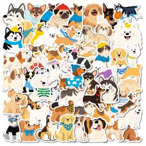 lot 19616 image: 56 PCS Waterproof Vinyl Dog Stickers Funny & Cute - Gifts for Women, Girls,Teens - Laptop, Water Bottle, Phone, Scrapbook Decor