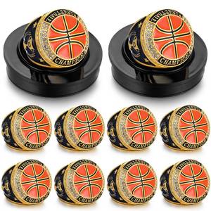 lot 19627 image: Highergo 10 Pcs Basketball Softball Baseball MVP Dancer Champion Trophy Ring with Display Stand Star Football Soccer Volleyball Golf Cheerleading Bowling Track Field - Retail $64