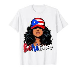 lot 19630 image: Puerto Rican Girl Puerto Rico Flag Proud Boricua Women T-Shirt Large - Retail $17