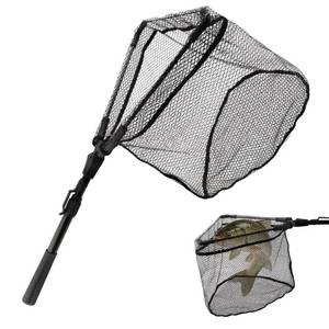 lot 19637 image: Floating Fishing Net with Telescoping Pole Handle 17-27 inch, Collapsible Fish Landing Net for Easy Transport & Storage,Ultralight Long Fish Net,Freshwater,Saltwater Fishing Gear - Retail $15