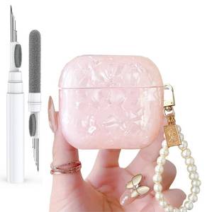 lot 19640 image: Olytop for Cute Glitter Airpods 4 Case 2024 with Cleaner Pen, Shell Pattern Apple Airpods iPod 4th Generation Case Cover Protective Skin Girl Women with Luxury Pearl Keychain, Pink - Retail $8
