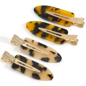 lot 19642 image: Canitor No Bend Hair Clips - Womens Resin Flat Tortoise Shell Clips for Hairstyling, Makeup, and Salon (4Pcs) - Retail $8