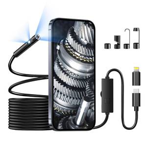 lot 19645 image: Endoscope Camera with Light, 1920P Borescope Camera with 81 Adjustable LED Lights, Semi-Rigid Cable 16.5FT, IP67 Waterproof for iPhone, iPad, Samsung,Cool Gadgets for Men - Retail $26