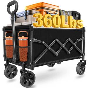 lot 19654 image: Wagons Carts Foldable, Collapsible Wagon Cart with Wheels - Beach Wagon Cart with Wheels for Sand Sports Camping Grocery - Retail $41