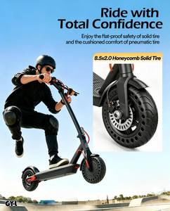 lot 19656 image: GYL 8.5x2.0 Solid Tire, Replacement for 5075-6.1 8 12x2 8.5x2.125 Inch Original Tire, Fit for Hiboy S2 Swagtron SG-5 isinwheel S9 Pro iScooter i9i8 Hover-1 Journey VOLPAM SP06 Electric Scooter - Retail $20
