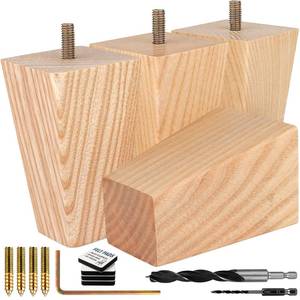 lot 19661 image: Airy Abode Premium Ash Wood Square Furniture Legs (Full Install Kit) - Pick Your Size and Color - Retail $34