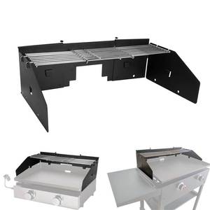 lot 19662 image: PHYESUVIN Universal Wind ScreenGuard and Griddle Warming Rack Set Fit for Griddle from 22 to 28 Without Hood, Griddle Accessories for Blackstone 22, 28 Griddle and Other Griddle with Rear Grease - Retail $46