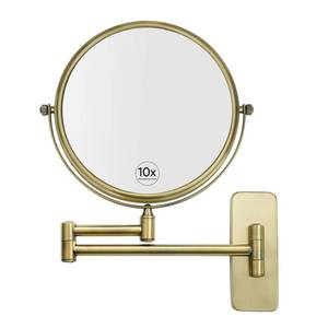 lot 19679 image: GURUN 8-Inch Double-Sided Wall Mount Makeup Mirrors with 10x Magnification Bathroom Mirror for Hotel Antique Satin Brass Finished M1406K(8in,10X), Gifts for Mom, Mothers Day, Women - Retail $44
