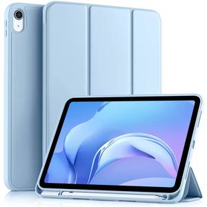 lot 19682 image: Akkerds Compatible with iPad (A16) 11th Generation Case 11 Inch 2025, for iPad 10th Generation Case 10.9 Inch 2022 with Pencil Holder, Slim Trifold Stand Protective Cover with Soft TPU Back, Sky Blue - Retail $9