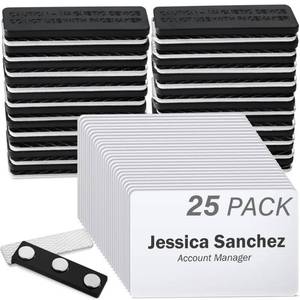 lot 19687 image: Mifflin-USA - Premium Acrylic Magnetic Name Tags - 25 Pack, 3x2, White - Customizable & Reusable Name Badges with Ultra-Strong Neodymium Magnetic Backing for School, Office & Events