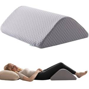 lot 19704 image: Knee Wedge Pillow for Post-Surgery Recovery-Leg Elevation Support for Sleep Position, Alleviating Lower Back & Hip Pain Enhancing Circulation in Ankles Legs Triangle Pillow with Removable Cover - Retail $28