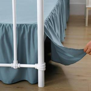 lot 19707 image: xuan dian Bed Skirt King Size Ruffled Bed Skirts with Split Corners, 18 Inch Drop Dust Ruffle Bed Skirt with Platform, Teal Blue, King - 18 Drop - Retail $27