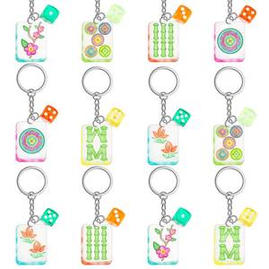 lot 19730 image: Soulchen 12 Pcs Acrylic Mahjong Keychains Set Chinese Tile Keychain Gifts for Mahjong Lovers Party Favors for Women (Novel) - Retail $12