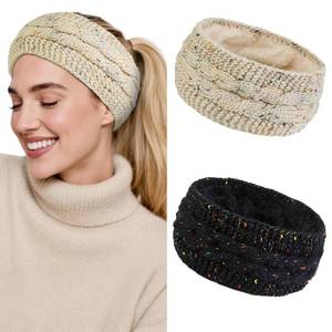 lot 19742 image: Huachi Winter Headbands for Women Ear Warmers, Thick Warm Headbands Winter Accessories, Cold Weather Headband for Womens Hair Fleece Lined Head Wrap - Retail $10