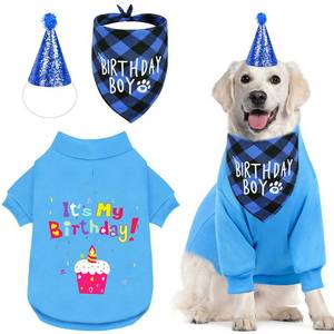 lot 19746 image: GreenJoy Dog Birthday Party Outfit Decoration Set Supplies - Birthday Bandana, Sweater & Party Hat Gift for Small, Medium & Extra Large Dogs Girl and Boy (X-Small, Birthday Blue) - Retail $18