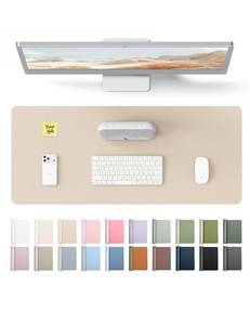 lot 19750 image: YSAGi Leather Desk Pad Protector, Office Desk Mat, Large Mouse Pad, Non-Slip PU Leather Desk Blotter, Waterproof Laptop Desk Writing Pad for Office and Home (23.6 x 13.8, Eggshell) - Retail $10