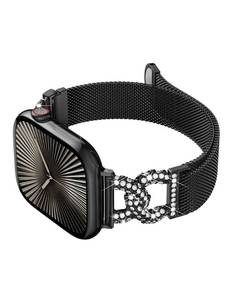 lot 19756 image: SILVER, NOT BLACK Girovo Metal Band Compatible with Apple Watch Bands for Women 38404142mm Stainless Steel Loop Mesh Magnetic Classy C-shaped Diamond Clasp Strap for iWatch SE Series 1110987654321 Silver - Retail $18