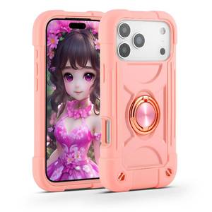 lot 19764 image: MARKILL Compatible with iPhone 17 Pro Max Case 6.9 Inch with Ring Stand, Heavy-Duty Military Grade Shockproof Phone Kids Cover for iPhone 17 Pro Max Pink - Retail $15