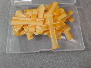 lot 19787 image: Fyeoxle 36PCS Edible Cross Cupcake Toppers Cross God Bless Cupcake Toppers Wafer Paper Christian Baptism Cross Cupcake Picks for Religious Theme Baby Shower Birthday Party Cake Supplies (gold) - Retail $8