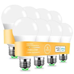 lot 19801 image: MELPO Alexa Light Bulb 130W Equivalent, Smart Light Bulbs Warm White to Daylight Tunable, A19 E26 Bluetooth LED Bulbs Controlled by BRmesh APP and Alexa only, Timing, Flicker-Free��8 Pack (8) - Retail $38