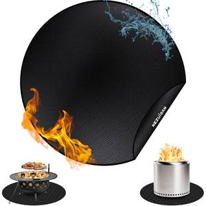 lot 19815 image: 36 Fire Pit Mat for Solo Stove Bonfire, 3-Layer Heat Resistant Fireproof Under Grill Mat, Double-Sided Silicone Deck & Patio Protector, Round BBQ Mat, Easy to Clean Reusable - Retail $17