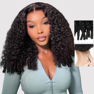 lot 19830 image: Beluck Pull Go 9x6 Burmese Curly Glueless Human Hair Wig, 210 Density Pre-Plucked Pre-Cut HD Lace Closure Wig with Drawstring, Spiral Curly Ends for Black Women 24 Inch - Retail $157
