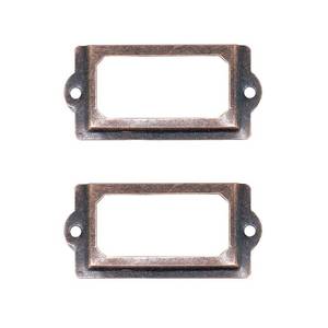 lot 19842 image: Adiyer 32 Pack Antique Copper Office Library File Drawer Cabinet Card Tag Label Holder Metal Frame 70mm x 33mm - Retail $12