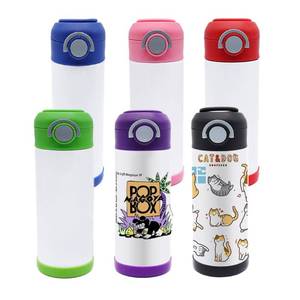 lot 29003 image: Lilsofee 6 Pack 12 OZ Sublimation Straw Sippy Cup Spill Proof Blank Tumblers Mixed Color Stainless Steel Thermoses for Hot Drinks Double Wall Vacuum Insulated Water Bottle for School - Retail $50