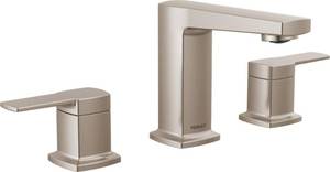 lot 29007 image: Peerless Ezra Widespread Bathroom Faucet 3 Hole, Brushed Nickel Bathroom Faucet, Bathroom Sink Faucet, 2 Handle Bathroom Faucet, Bath Faucet, Push-Pop, Drain Assembly, Brushed Nickel P3571LF-BN - Retail $187