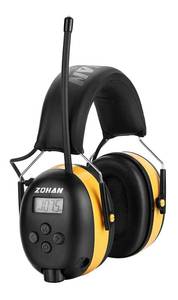 lot 29021 image: ZOHAN AMFM Radio Headphone with Digital Display,Ear Protection Noise Reduction Earmuffs,Comfortable Hearing Protector(Yellow,Radio) - Retail $46