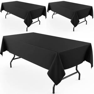 lot 29031 image: Pureegg Rectangle Table Cloth 60 x 102 Durable Polyester Tablecloth Offers Reusable & Washable Protection, Ideal for Outdoor Party, Picnic, Wedding, Banquet and Birthday, 3 Pack, Black - Retail $13